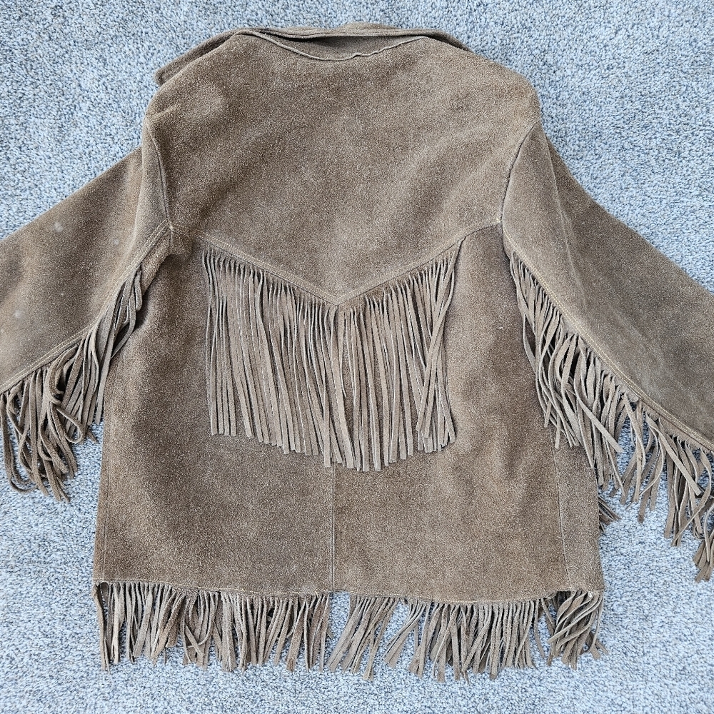 Vintage 1950s 1960s Suede Leather Fringe Western Jacket Brown Cowgirl Size M L - Picture 10 of 17